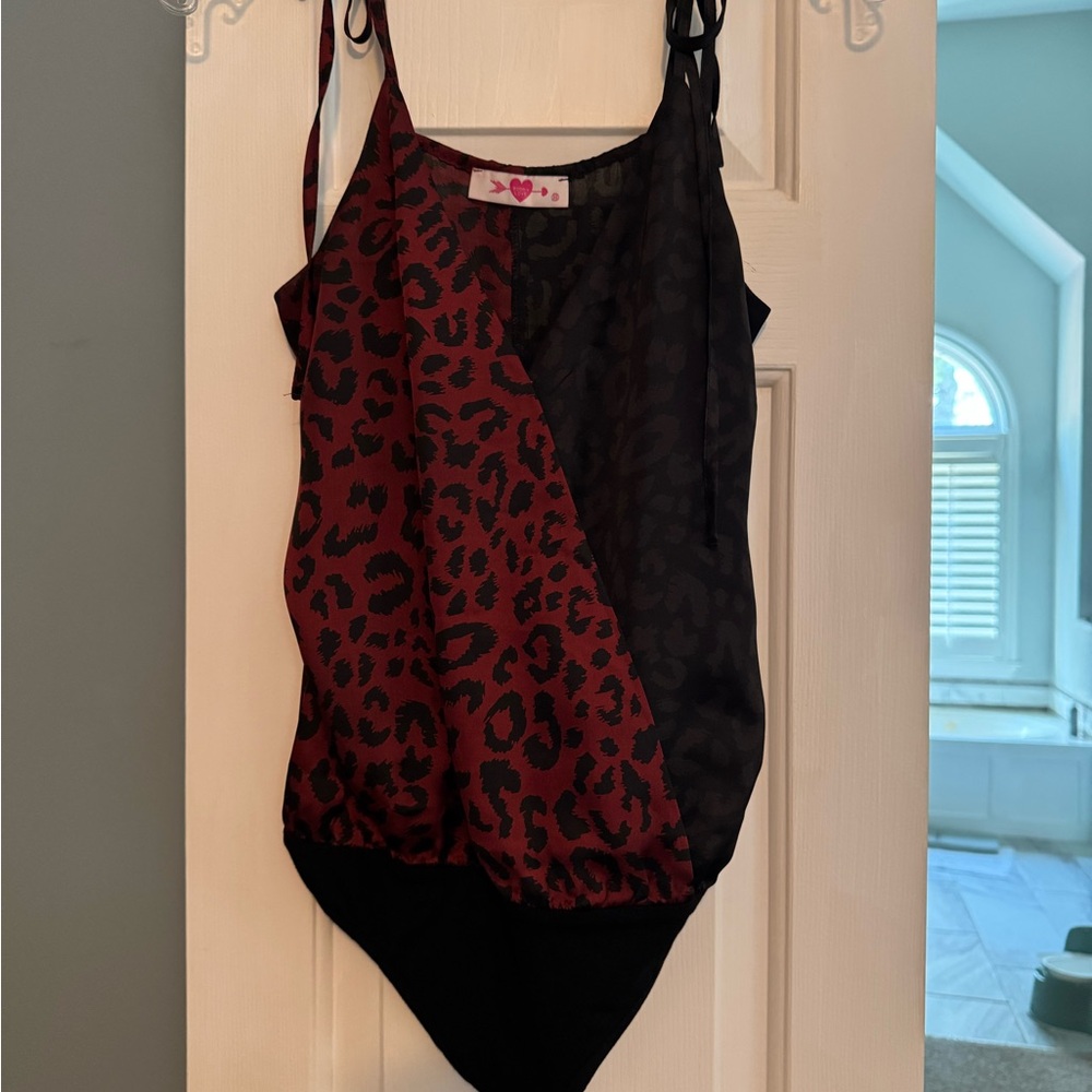 Buddy Love Red and Black Leopard Bodysuit